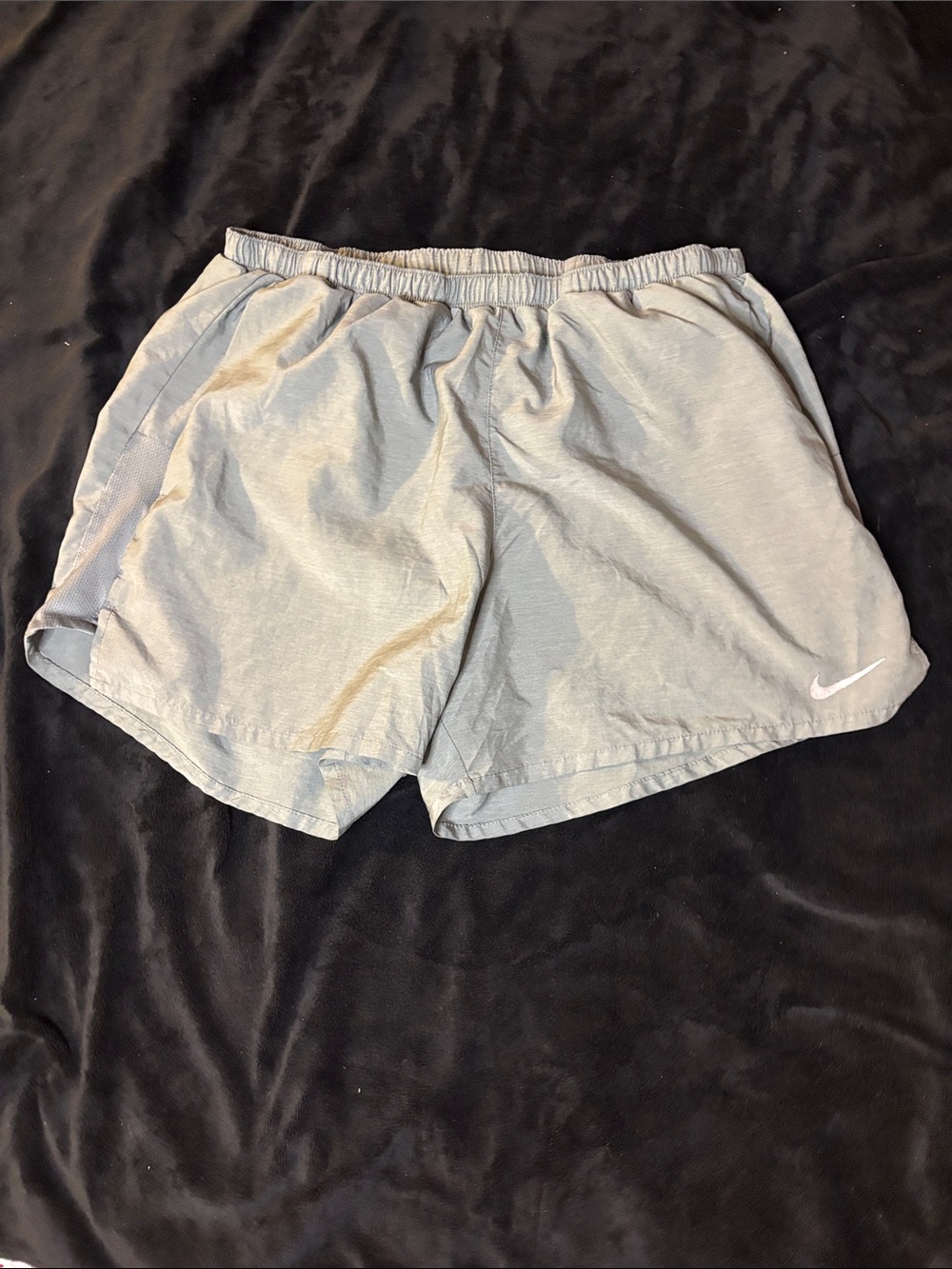 Nike Men’s Light Gray Athletic Shorts with White Swoosh